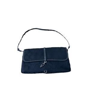 Vintage 90s Coach Signature demi Clip Flap Bag Black Jacquard 6348 Y2K Hobo H94